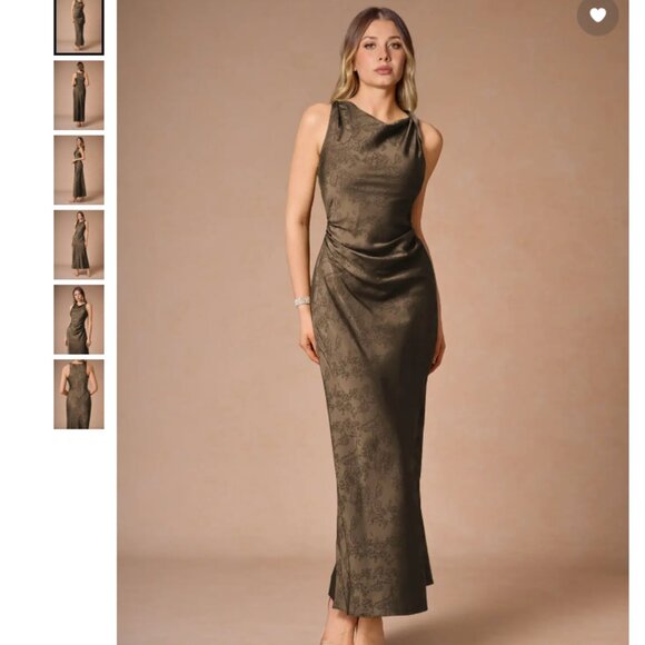 Elena Coffee Brown Maxi Dress - Azazie Atelier - Picture 1 of 5